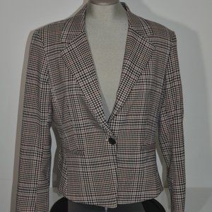 Ellen Tracy Check Patterned Style Slit Cuff Blazer